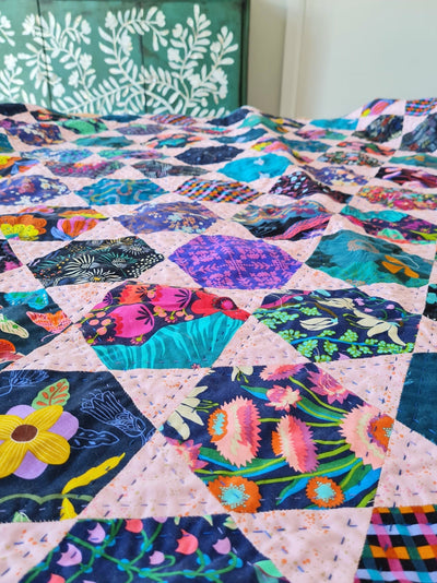 Kindling Quilt - A Hexagon Quilt Made From My Fabric Rejects